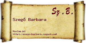 Szegő Barbara névjegykártya